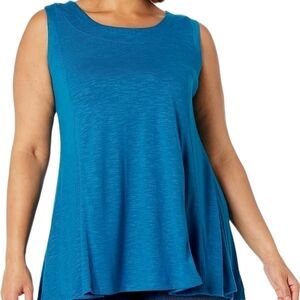 NEW AVENUE Fit-n-Flare Sleeveless Tank in Mykonos Blue sz 14 Longline Coastal